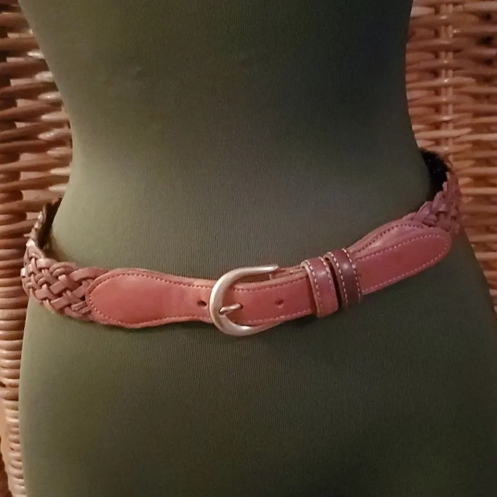 Coach Brown Woven Leather Belt 30